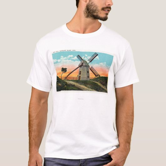 古い風車の眺め Tシャツ (正面)