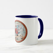 古い飛行機を飛ばすクリスマスサンタ マグカップ (正面右)