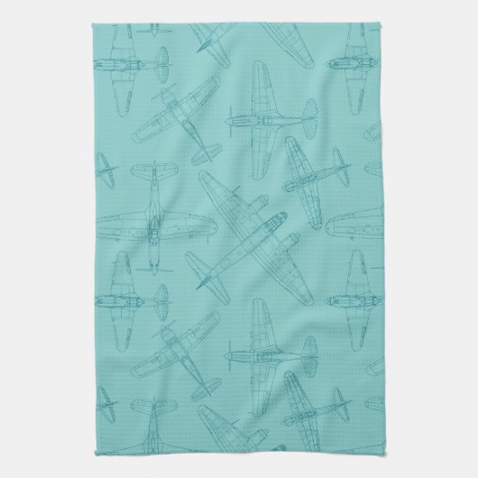 古い飛行機 キッチンタオル (縦)