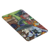 古い魔女ハッピーホーム、たくさんの猫とフクロウのハロウィン マグネット (右側)