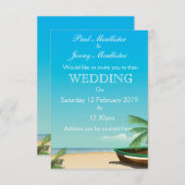 古い魚釣りボートの熱帯結婚式の招待 招待状 (正面/裏面)