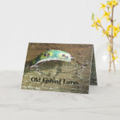 古い魚釣りルアーズ誕生日カード カード (黄色い花)