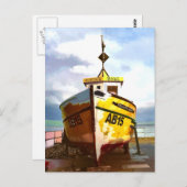 古い魚釣り船 ポストカード (正面/裏面)