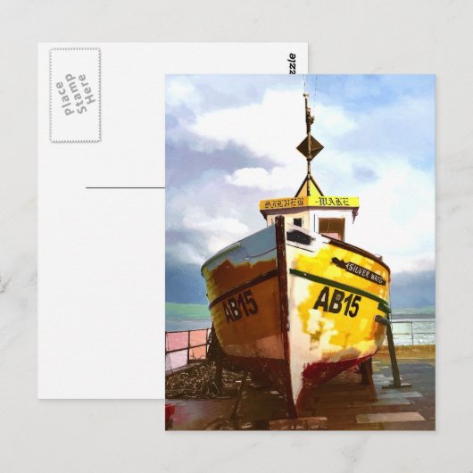 古い魚釣り船 ポストカード (正面/裏面)