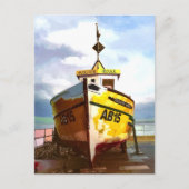 古い魚釣り船 ポストカード (正面)