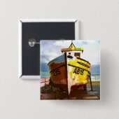 古い魚釣り船 缶バッジ (正面&裏面)