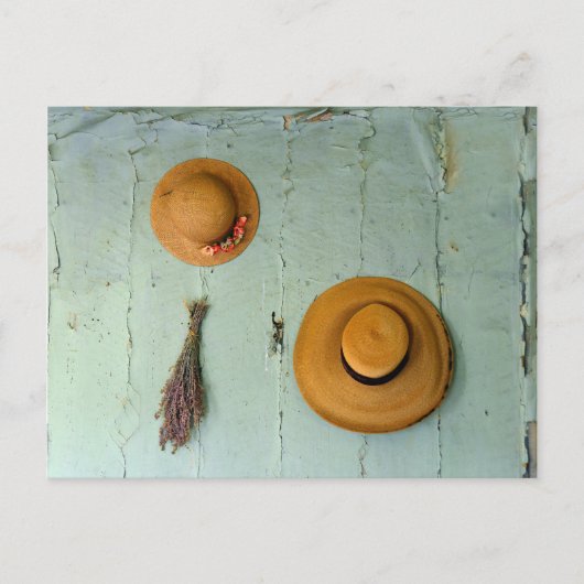 古い麦藁帽子 ポストカード (正面)