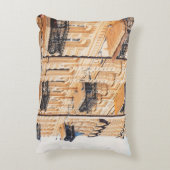 古い黄色い家に鉄製のバルコニーがあるf アクセントクッション (裏面(縦))