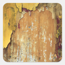 古い黄色の壁の剥離絵を描 スクエアシール