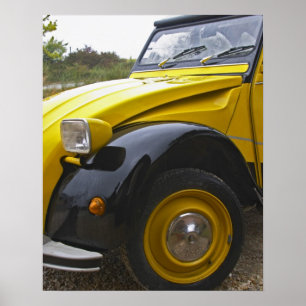 古い黒と黄色のシトロエン2CV 2 CV ポスター