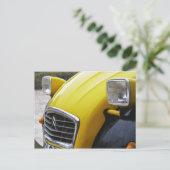 古い黒と黄色のシトロエン 2CV 2 CV、詳細 ポストカード (スタンド正面)