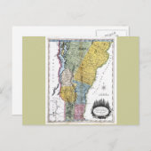 古い1814年バーモント地図 ポストカード (正面/裏面)