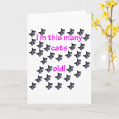 古い33の猫の頭部 カード (黄色い花)