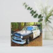 古い50年代のハイウェイ巡視警察車 ポストカード (スタンド正面)