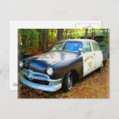 古い50年代のハイウェイ巡視警察車 ポストカード (正面/裏面)