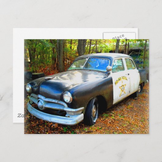 古い50年代のハイウェイ巡視警察車 ポストカード (正面/裏面)