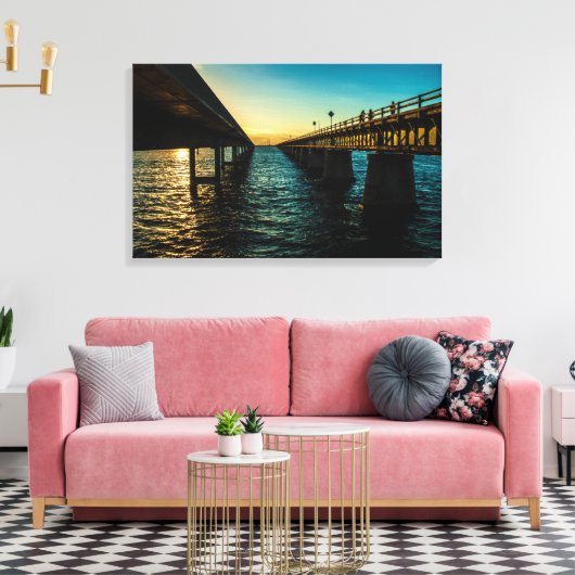 古い7マイルの橋と新しい7マイルの橋の日没 キャンバスプリント