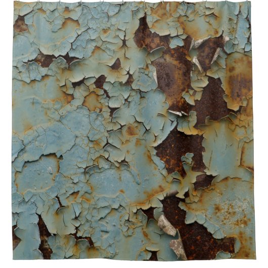 古い、腐食した錆びた金属の背景。 シャワーカーテン (正面)