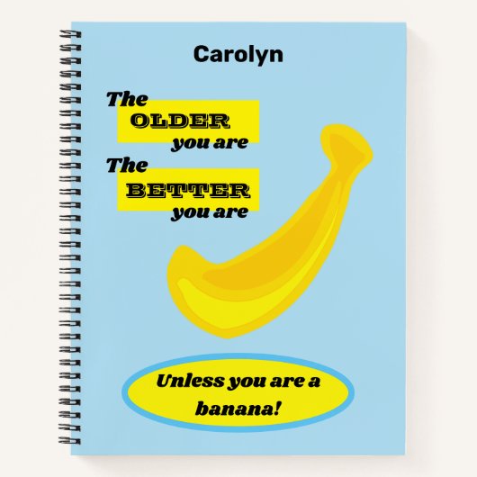 古い – 黄色のバナナ。カスタマイズ ノートブック (正面)