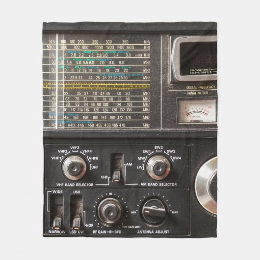 古いAMラジオの詳細 フリースブランケット (正面)