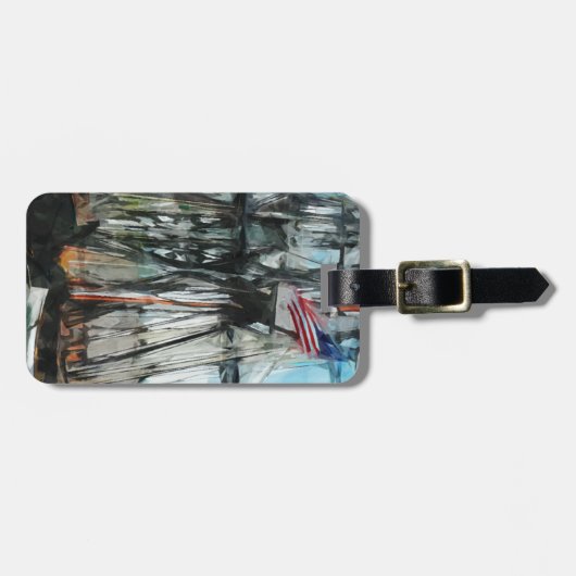 古いIronsidesのボストン港の抽象芸術の印象主義 ラゲッジタグ (正面横)