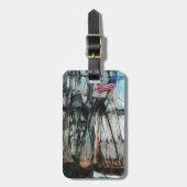 古いIronsidesのボストン港の抽象芸術の印象主義 ラゲッジタグ (正面縦)