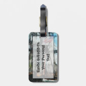 古いIronsidesのボストン港の抽象芸術の印象主義 ラゲッジタグ (裏面縦)