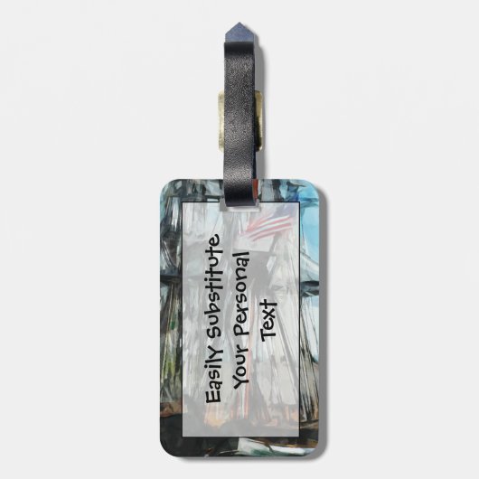 古いIronsidesのボストン港の抽象芸術の印象主義 ラゲッジタグ (裏面縦)