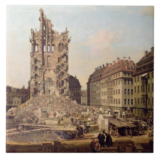 古いKreuzkirche、ドレスデンの台なし タイル (正面)