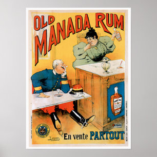 古いManadaのラム酒のヴィンテージの飲み物の広告の芸術 ポスター
