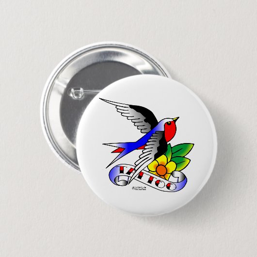 古いSkoolのつばめの入れ墨 缶バッジ (正面&裏面)