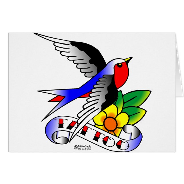 古いSkoolの入れ墨のつばめ (正面横)