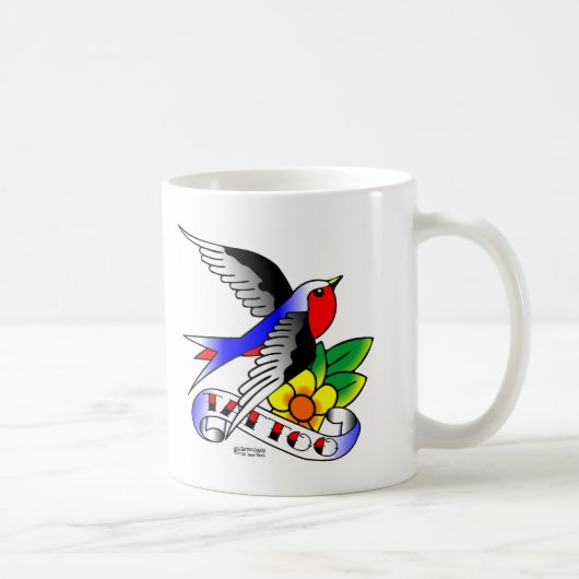 古いSkoolの入れ墨のつばめ コーヒーマグカップ (右)
