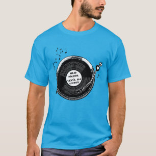 古いskool djの記録的なターンテーブルのTシャツ Tシャツ