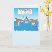 古おもしろいいサメは時間を過ごす誕生日 カード (黄色い花)