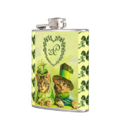 古おもしろいいファッションST.PATRICKのハート猫 フラスク (左)