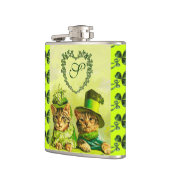 古おもしろいいファッションST.PATRICKのハート猫 フラスク (左)