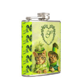 古おもしろいいファッションST.PATRICKのハート猫 フラスク (右)