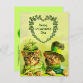古おもしろいいファッションST.PATRICKのハート猫 ポストカード (正面/裏面)