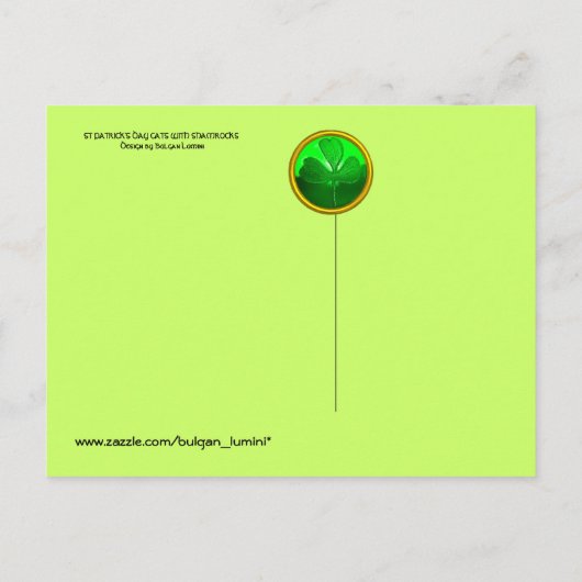 古おもしろいいファッションST.PATRICKのハート猫 ポストカード (裏面)