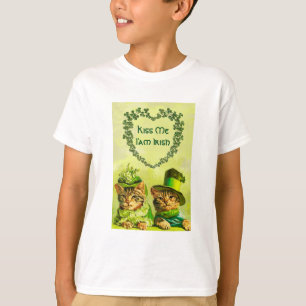 古おもしろいいファッションST.PATRICKのハート猫 Tシャツ