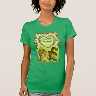 古おもしろいいファッションST.PATRICKのハート猫 Tシャツ