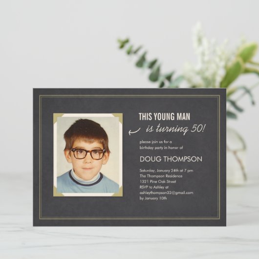 古おもしろいい写真の誕生日招待状 招待状 (スタンド正面)