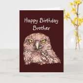 古おもしろいい年齢、丘の上の誕生日兄弟フクロウ カード (黄色い花)