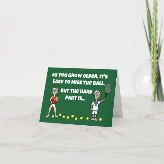 古おもしろいい選手のためのテニス誕生日カード カード (正面)