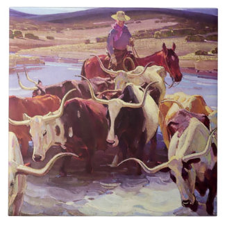 「古きテキサス」 ウィリアム・ハーバート・ダントン作 タイル
