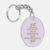 古き良き日女性のユーモアの丸キーチェーン キーホルダー (正面左)