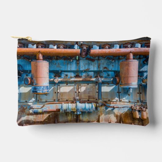 古くて錆びたアトラス帝国ディーゼルエンジンInde アクセサリーポーチ (正面)