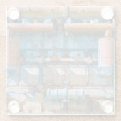 古くて錆びたアトラス帝国ディーゼルエンジンInde ガラスコースター (裏面)