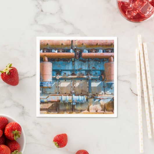 古くて錆びたアトラス帝国ディーゼルエンジンInde スタンダードカクテルナプキン (インサイチュ)